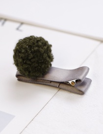 Fashion Olive Green Pom Ball Decorated Hari Clip (1 Pc )