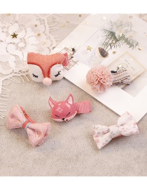 Fashion Pink Fox Shape Decorated Hair Clip (5 Pcs )