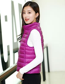 Fashion Purple Pure Color Decorated Cotton Vest