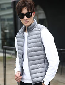 Fashion Gray Pure Color Decorated Down Vest