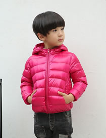Fashion Dark Plum Red Pure Color Decorated Down Jacket
