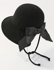 Sweet Black Bowknot Decorated Bandage Knitted Cap