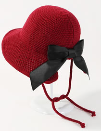 Sweet Claret Red Bowknot Decorated Bandage Knitted Cap