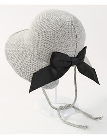 Sweet Light Gray Bowknot Decorated Bandage Knitted Cap