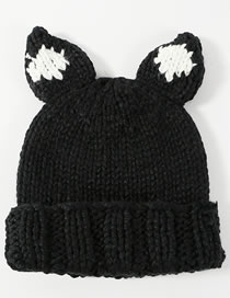 Lovely Black Ears Shape Design Knitted Hat