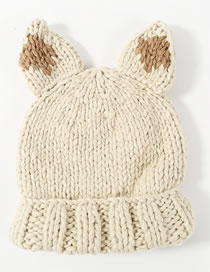 Lovely Beige Ears Shape Design Knitted Hat