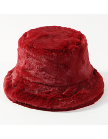 Fashion Claret Red Pure Color Decorated Thickened Hat
