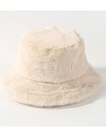 Fashion Milky White Pure Color Decorated Thickened Hat