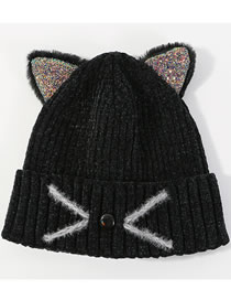 Lovely Black Cat Shape Design Thicken Knitted Hat