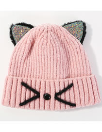 Lovely Pink Cat Shape Design Thicken Knitted Hat