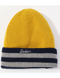 Fashion Yellow Embroidery Letters Decorated Knitted Hat
