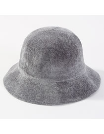 Fashion Gray Pure Color Decorated Knitted Hat
