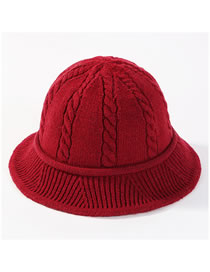 Fashion Claret Red Hemp Flowers Shape Design Knitted Hat