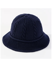 Fashion Navy Hemp Flowers Shape Design Knitted Hat