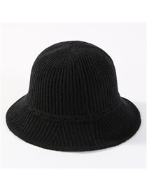 Fashion Black Pure Color Decorated Knitted Hat
