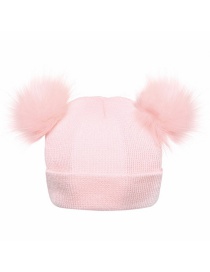 Fashion Pink Pure Color Decorated Pom Ball Hat