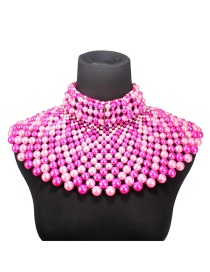 Fashion Plum Red Pearls Decorated Hand-woven Necklace