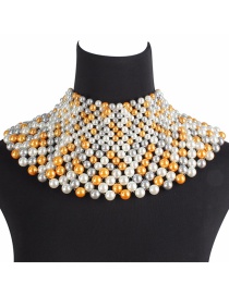 Fashion Multi-color Pearls Decorated Hand-woven Necklace