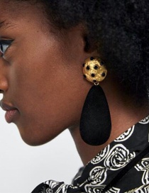 Fashion Black Waterdrop Shape Design Long Earrings