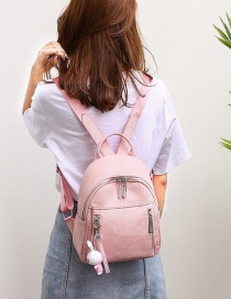 Fashion Pink Pure Color Decorated Simple Backpack