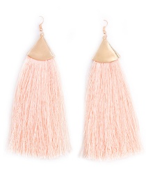 Fashion Light Pink Tassel Decorated Pure Color Earrings
