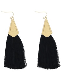Fashion Black Tassel Decorated Long Earrings