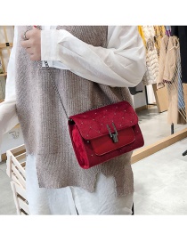 Fashion Claret Red Grid Pattern Design Square Shape Bag