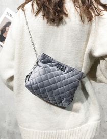 Fashion Gray Grid Pattern Design Pure Color Bag