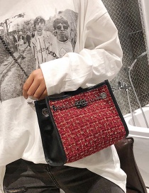 Fashion Red Grid Pattern Design Square Shape Bag