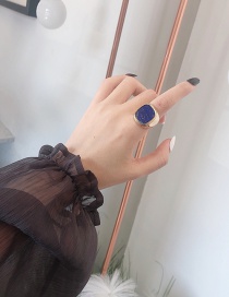 Fashion Blue Square Shape Decorated Ring