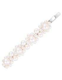 Fashion White Full Pearl Decorated Hair Clip