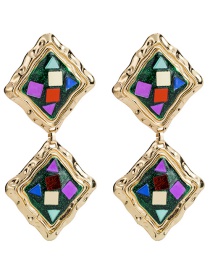 Fashion Green Square Shape Decorated Earrings