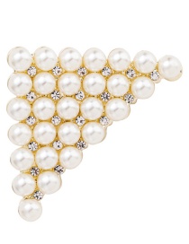 Fashion Gold Color Full Pearl Decorated Triangle Shape Hair Clip