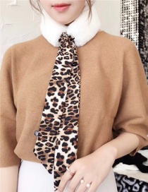 Fashion White Leopard Pattern Decorated Bowknot Scarf