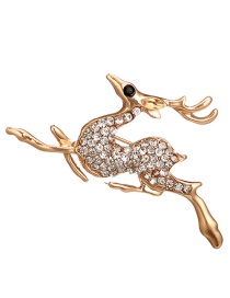 Fashion Gold Color Deer Shape Decorated Brooch