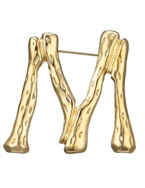 Fashion Gold Color M Letter Shape Decorated Brooch