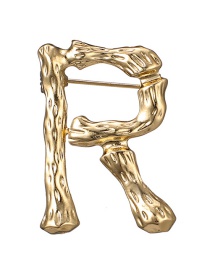Fashion Gold Color R Letter Shape Decorated Brooch