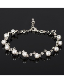 Fashion White Pearls&diamond Decorated Simple Bracelet