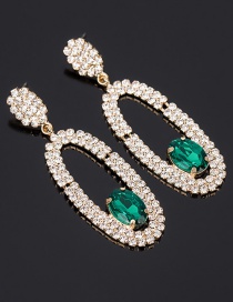 Fashion Green Oval Shape Design Hollow Out Earrings