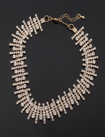 Fashion Gold Color Full Diamond Design Pure Color Necklace