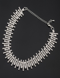 Fashion Silver Color Full Diamond Design Pure Color Necklace