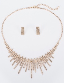 Fashion Gold Color Diamond Decorated Pure Color Jewelry Sets