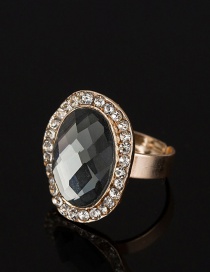 Fashion Gray Oval Shape Diamond Decorated Ring