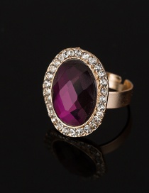 Fashion Purple Oval Shape Diamond Decorated Ring
