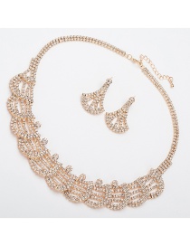Fashion Gold Color Full Diamond Design Bridal Jewelry Sets