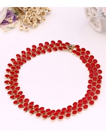 Fashion Red Beads Decorated Pure Color Choker