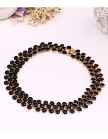 Fashion Black Beads Decorated Pure Color Choker