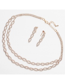 Fashion Gold Color Double Layer Diamond Design Jewelry Sets