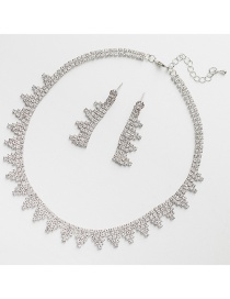 Fashion Silver Color Pure Color Design Full Diamond Jewelry Sets
