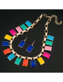 Fashion Multi-color Square Shape Gemstone Decorated Jewelry Sets